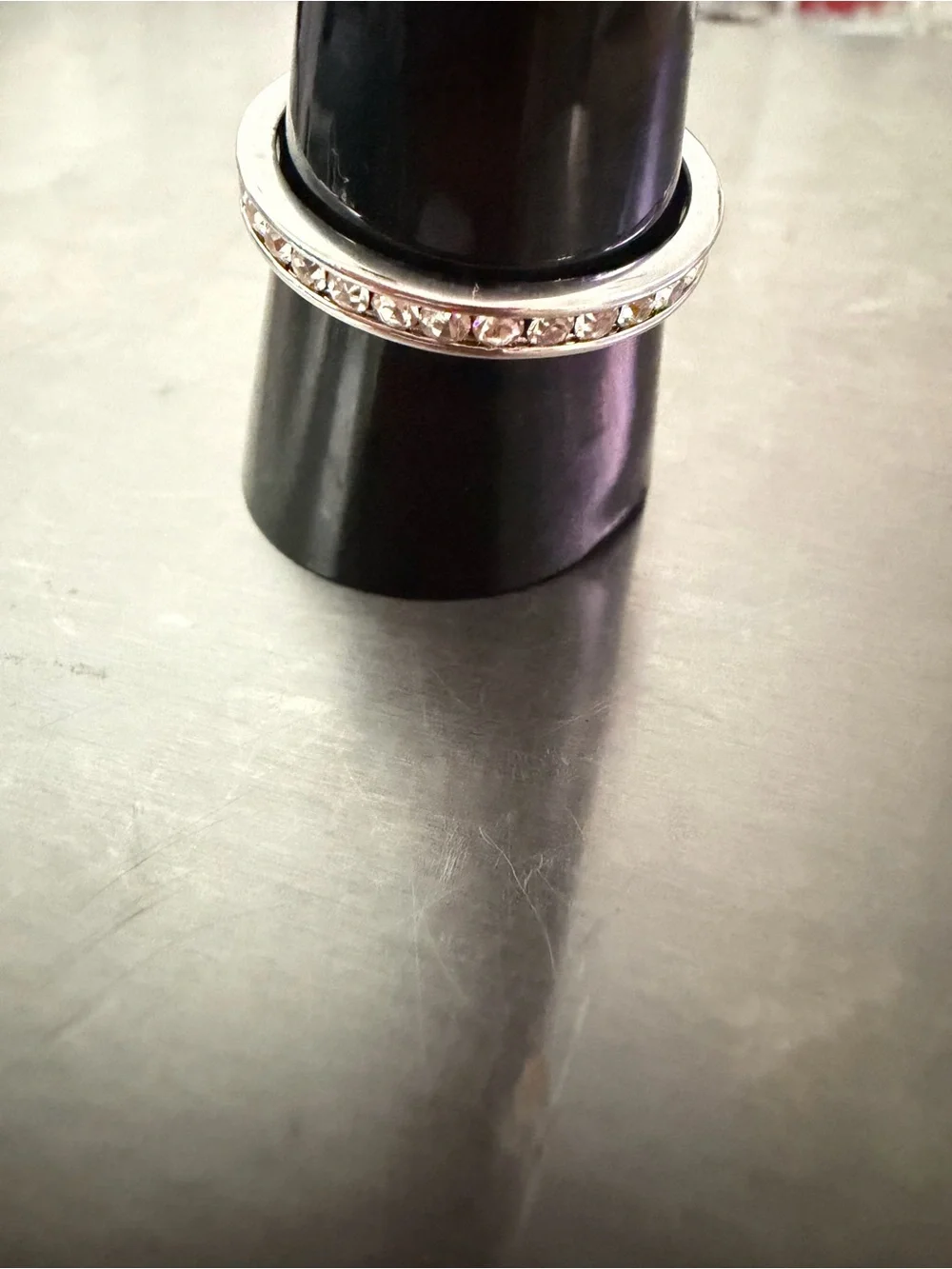 Silver Tone Crystal Eternity Band Ring - Women Jewelry sz 9